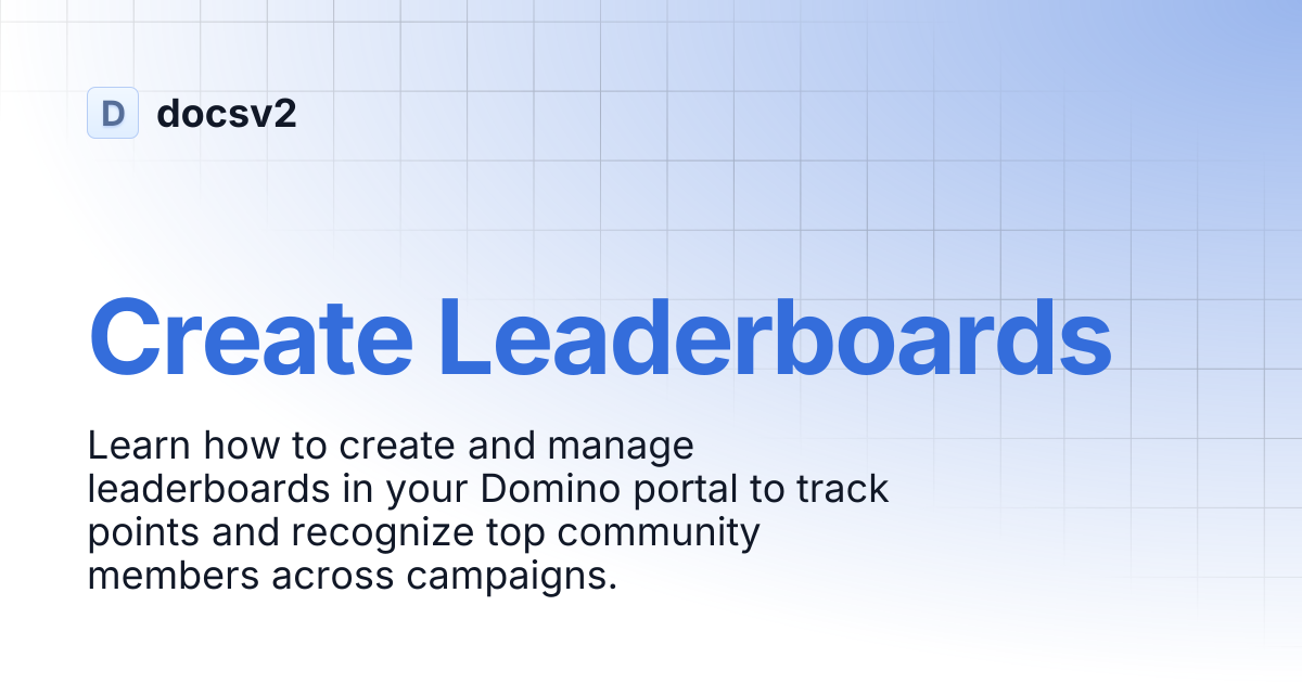 Create Leaderboards | docsv2